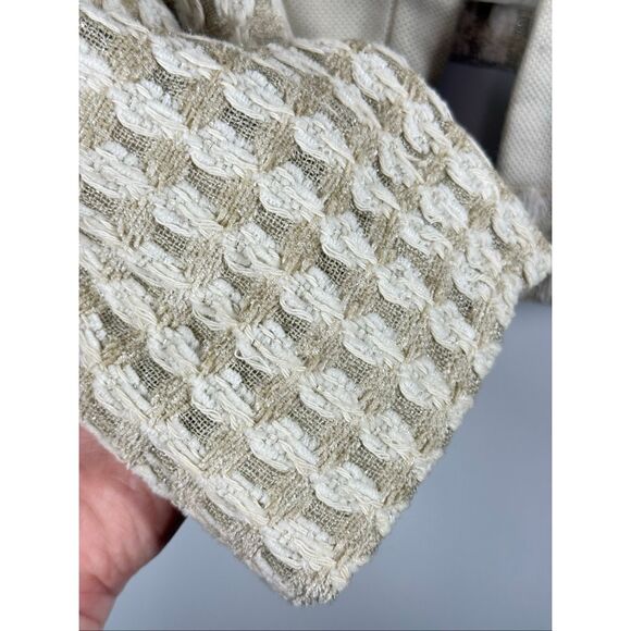 Chico’s Ecru Silver Tonal Tweed Long Sleeve Jacket Shrug size 2/Large 12 - Picture 4 of 10